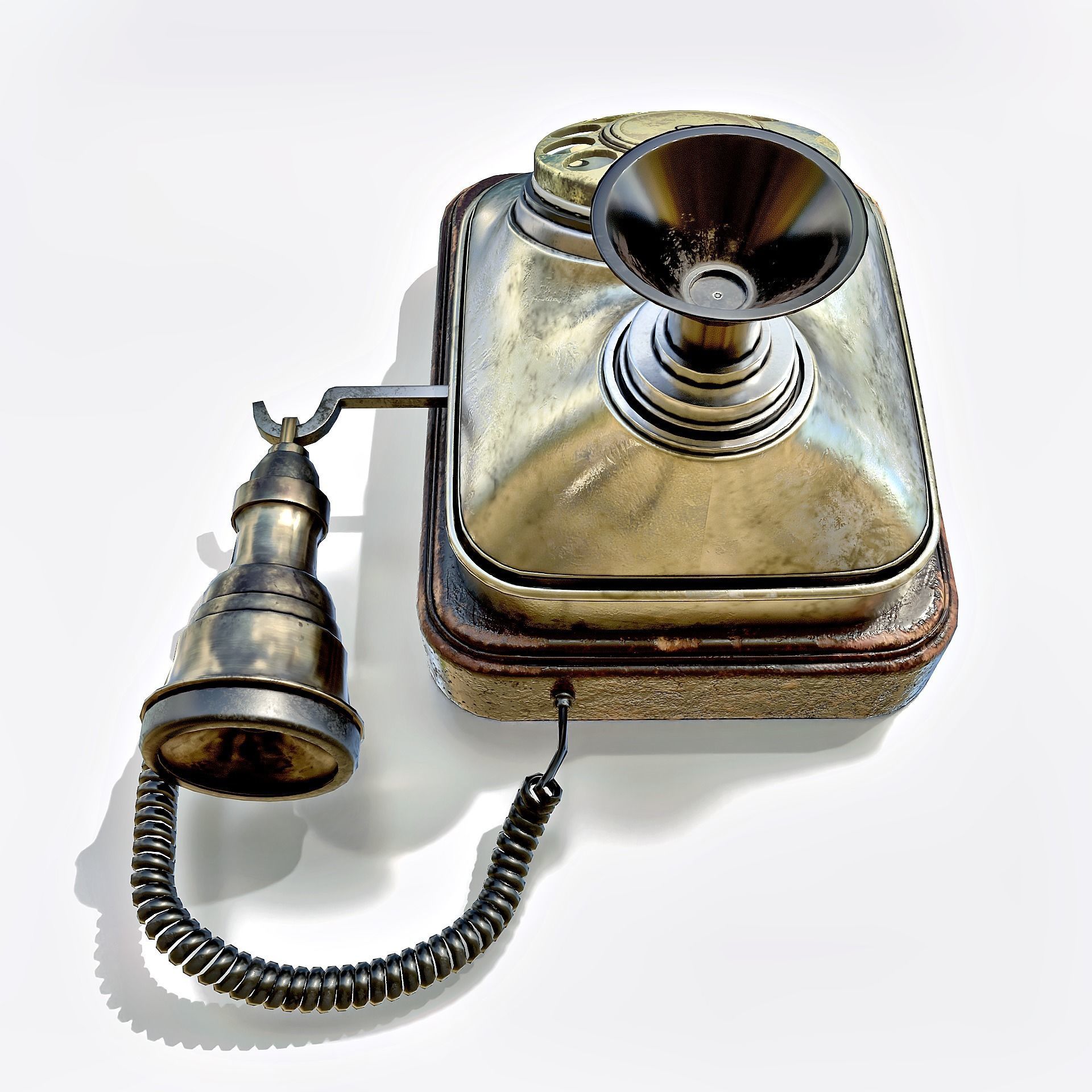 Antique telephone Low-poly 3D model_4