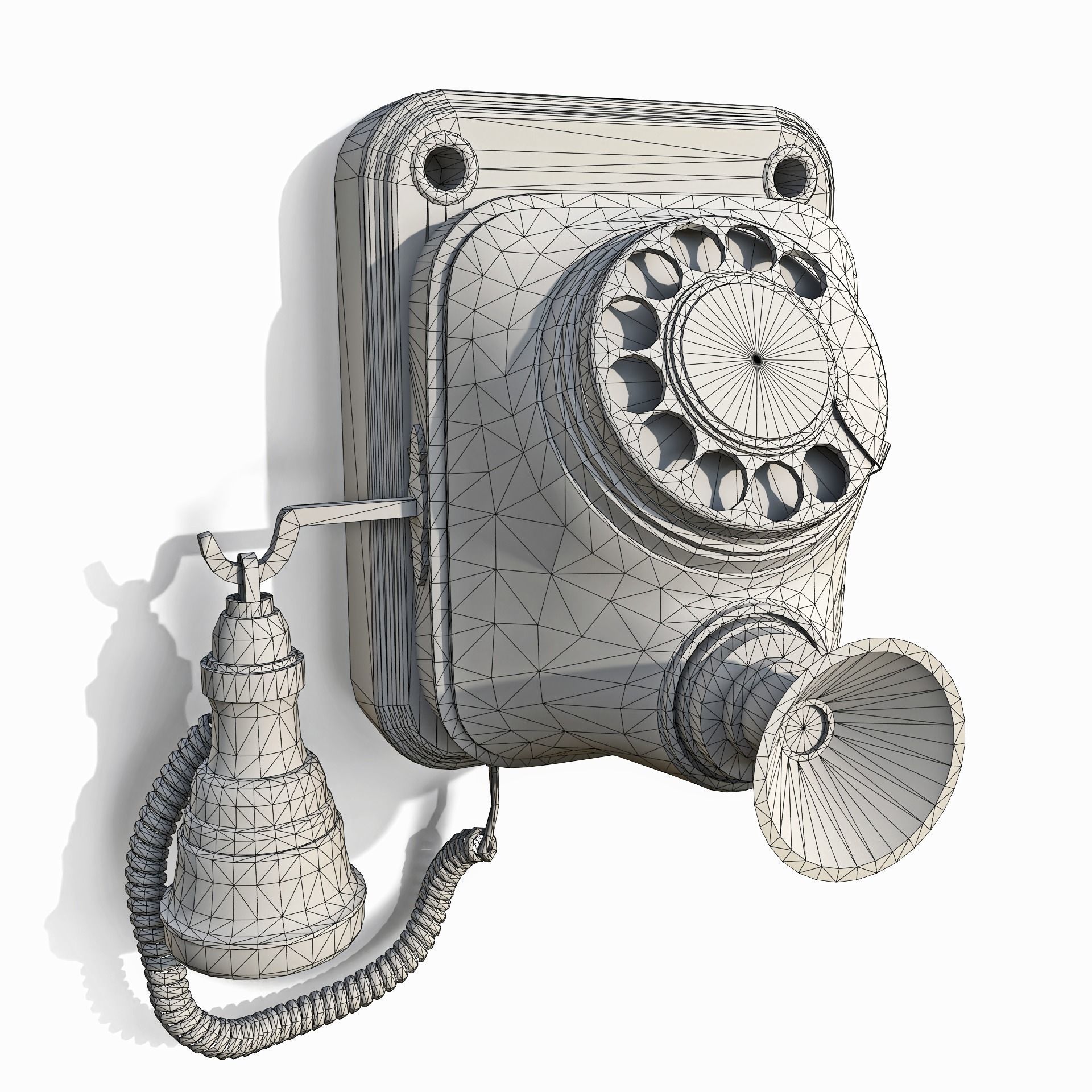 Antique telephone Low-poly 3D model_3