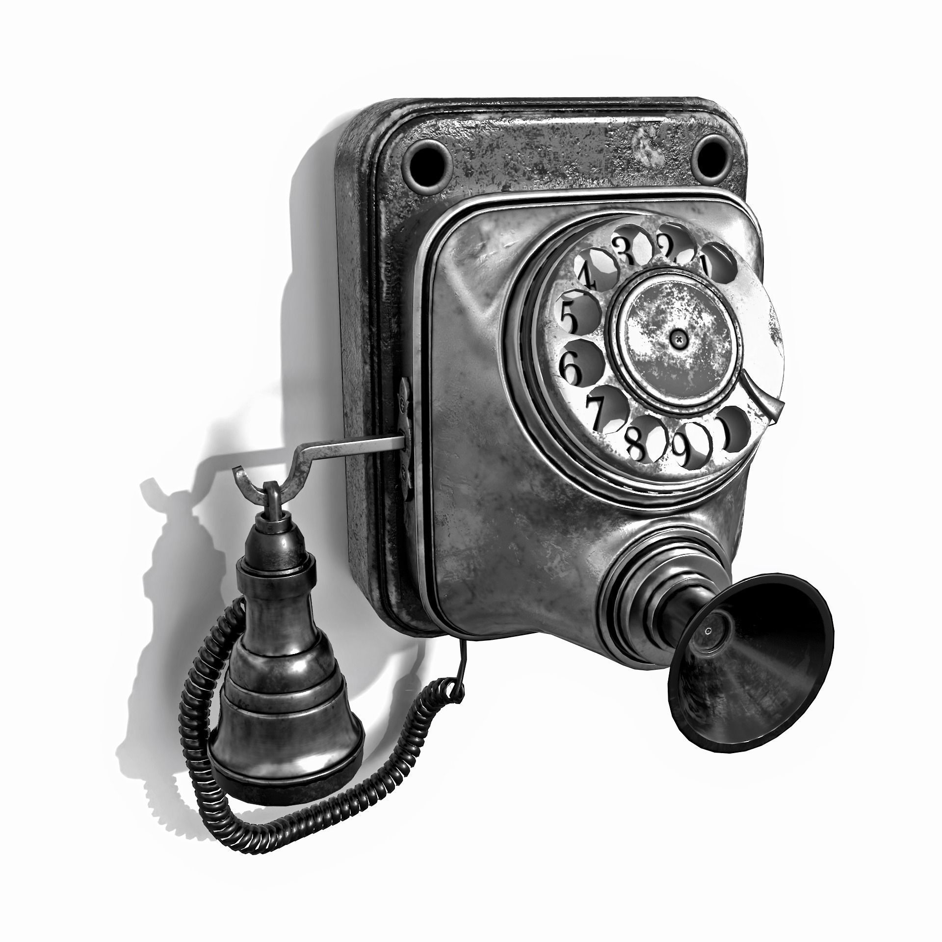 Antique telephone Low-poly 3D model_1