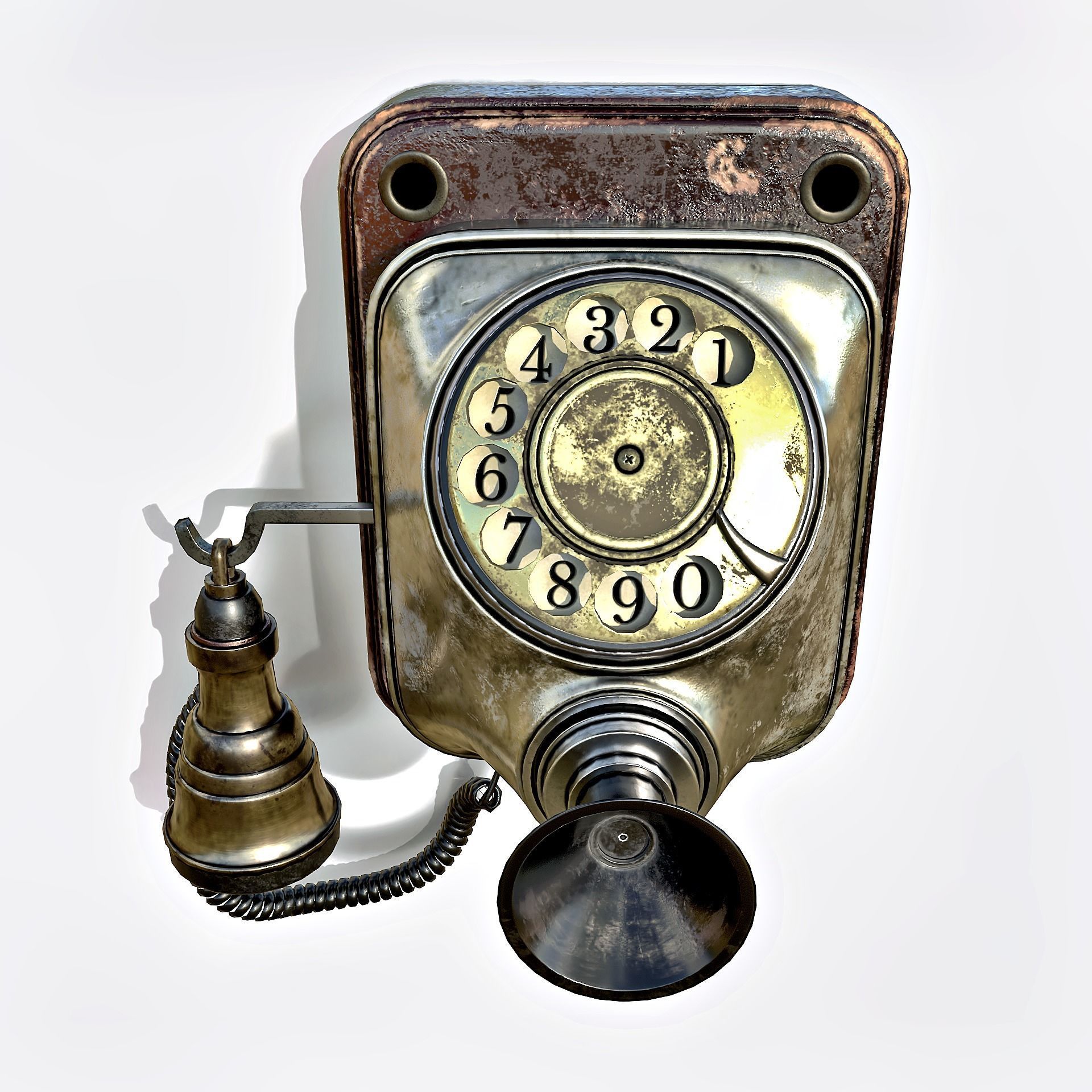 Antique telephone Low-poly 3D model_2