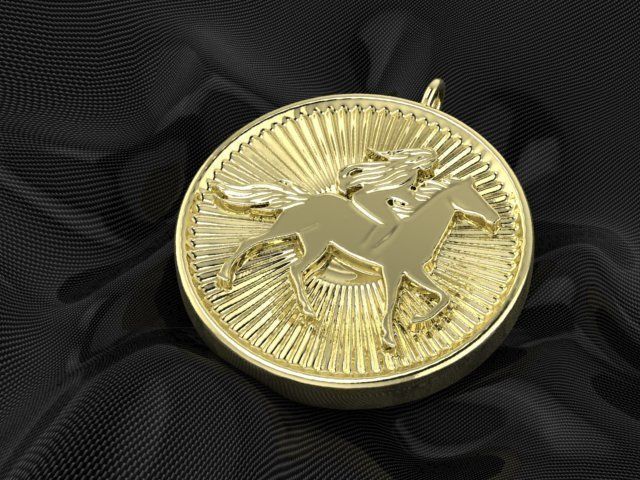 horse and girl jockey jewelry pendant 3D printable file 3D print model_5