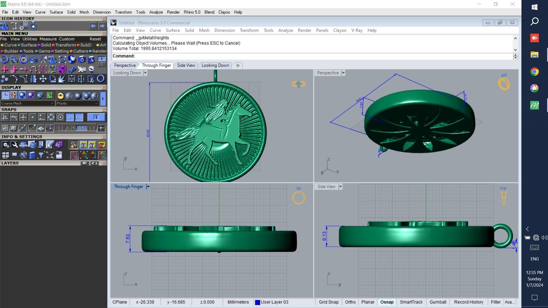 horse and girl jockey jewelry pendant 3D printable file 3D print model_4