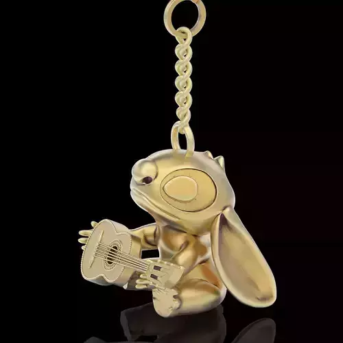 Lilo key holder  gold sterling printable jewelry 3D model