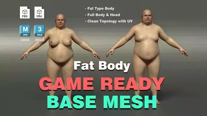 Male Female Fat Type BaseMesh Game Ready With UV Clean Topology
