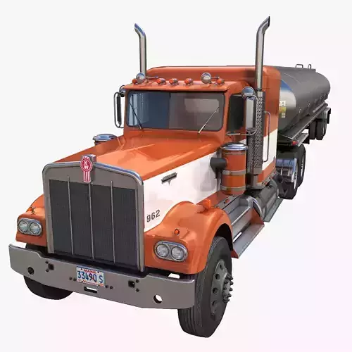 Kenworth W900A fuel tanker Low-poly 3D model
