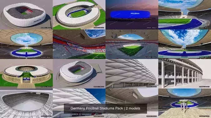 Germany Football Stadiums Pack 3D Model Collection