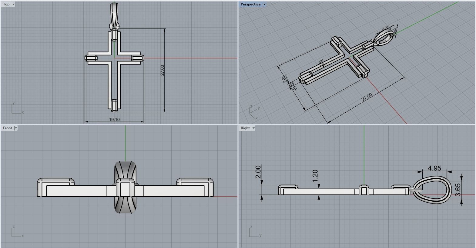 simple cross model 556 3D print model_3