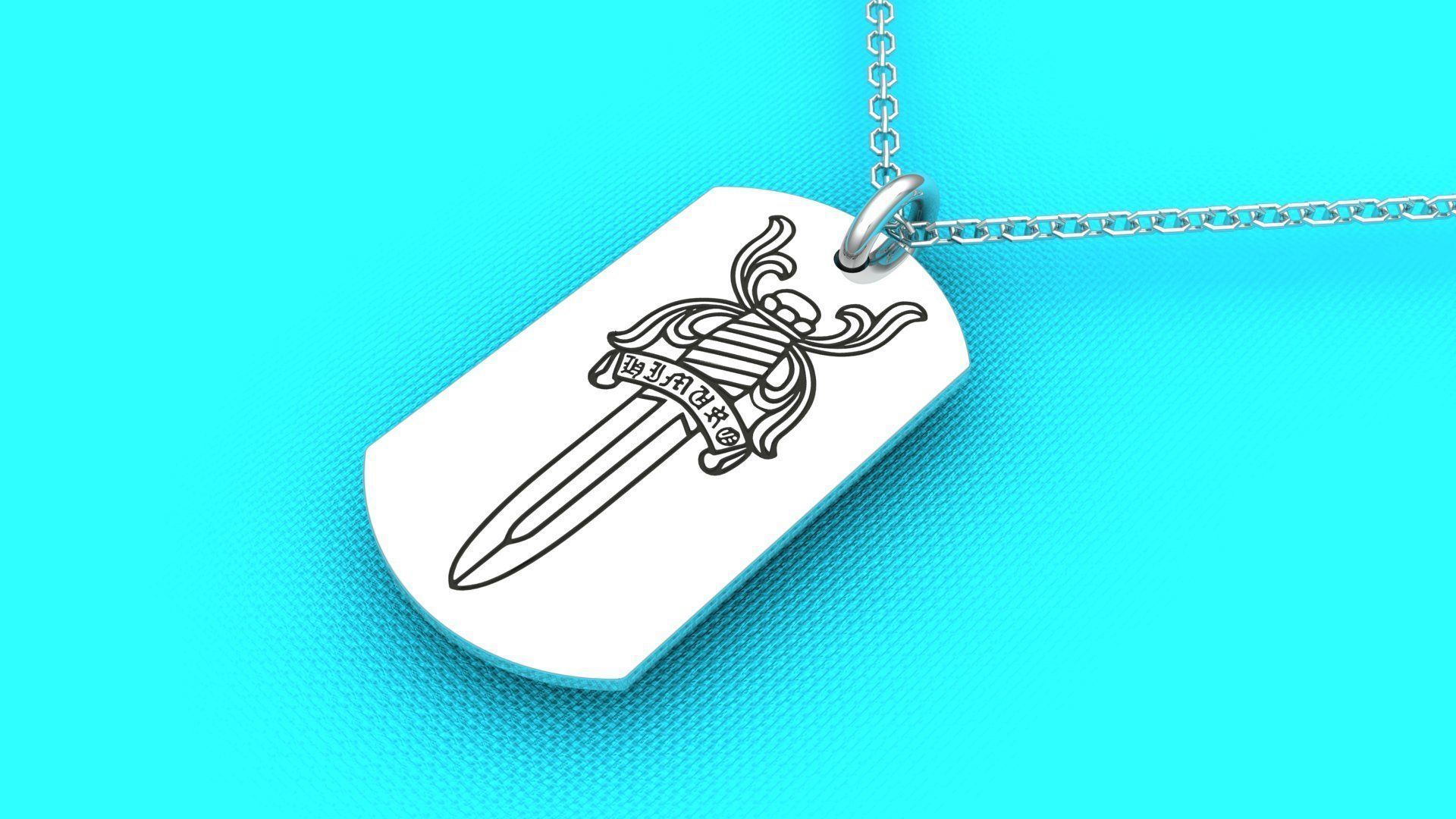 Chrome hearts large dagger Pendant 3D model_2