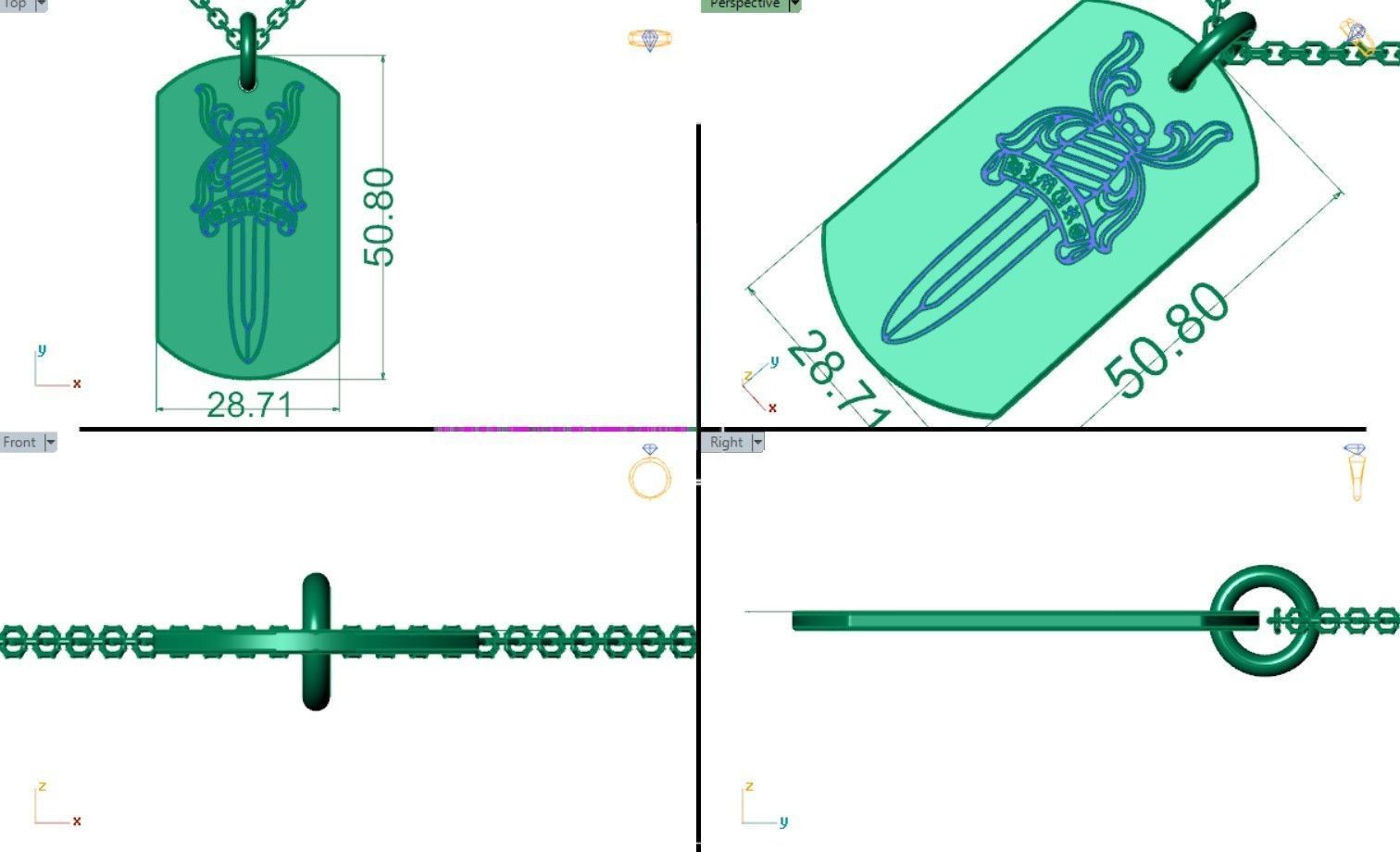 Chrome hearts large dagger Pendant 3D model_7