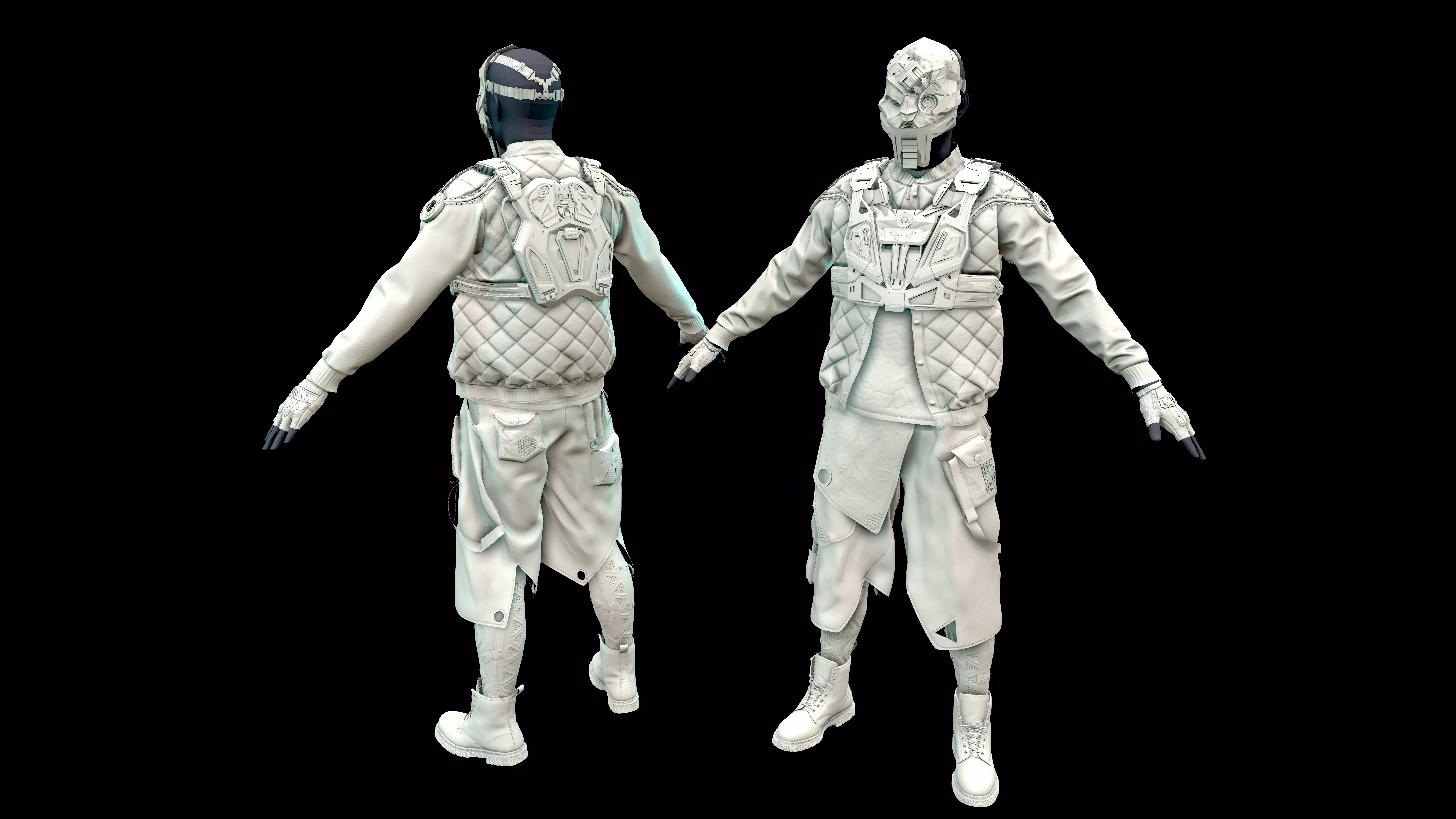 CyberPunk Man separate parts 3D model_0