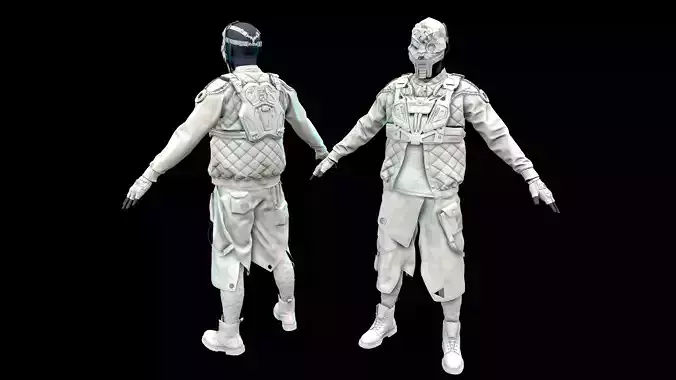 CyberPunk Man separate parts 3D model
