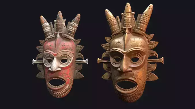 African mask 6 Low-poly 3D model