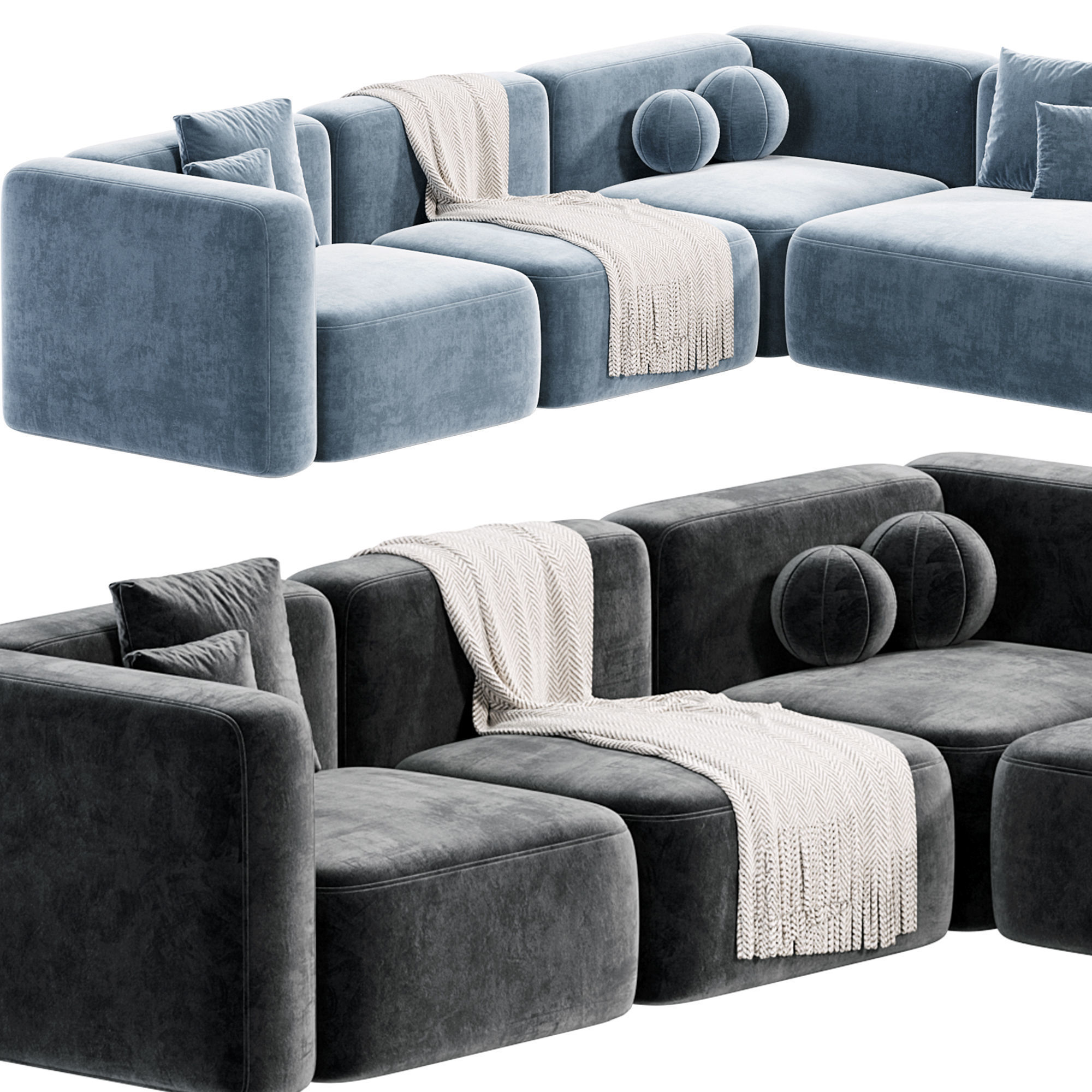 BASECAMP CHAISELOUNGE left Modular Sofa Low-poly 3D model_3