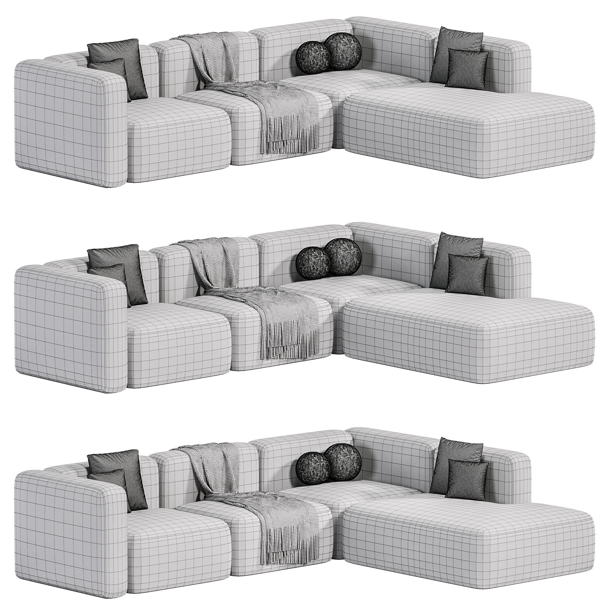 BASECAMP CHAISELOUNGE left Modular Sofa Low-poly 3D model_5