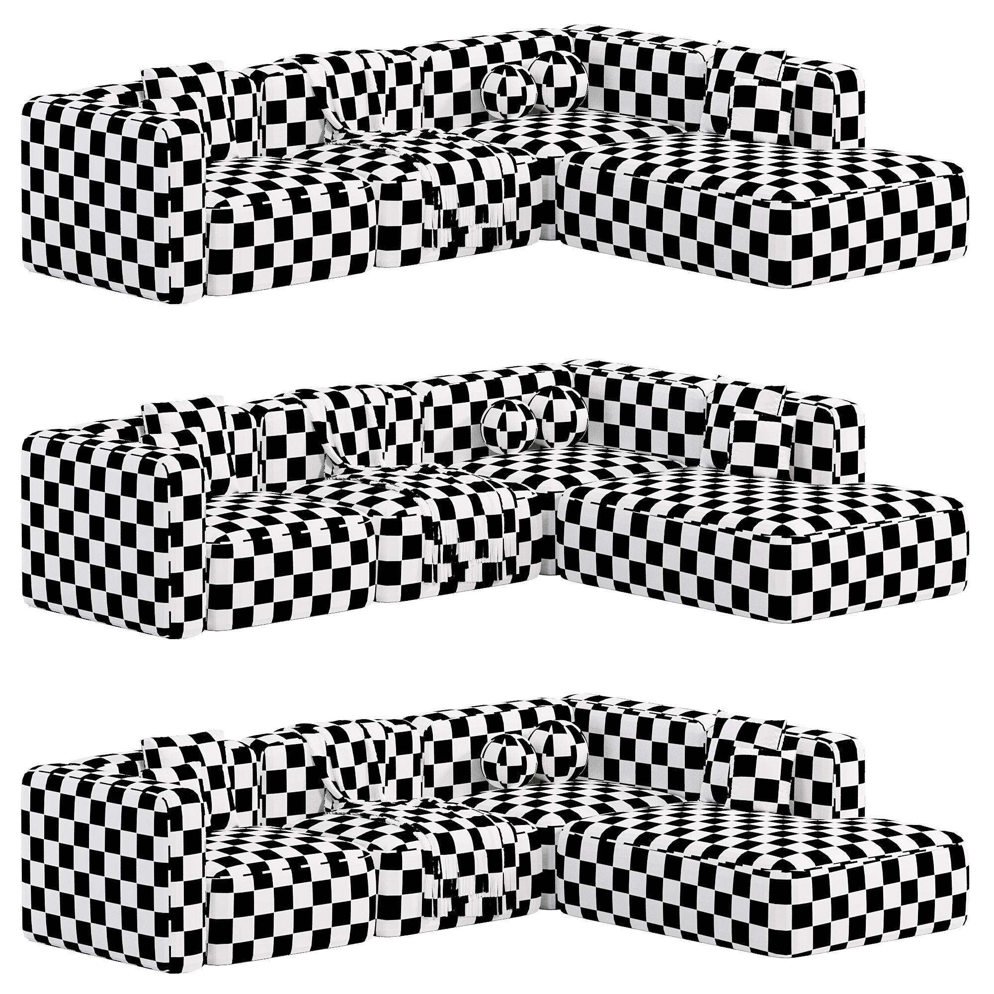 BASECAMP CHAISELOUNGE left Modular Sofa Low-poly 3D model_6