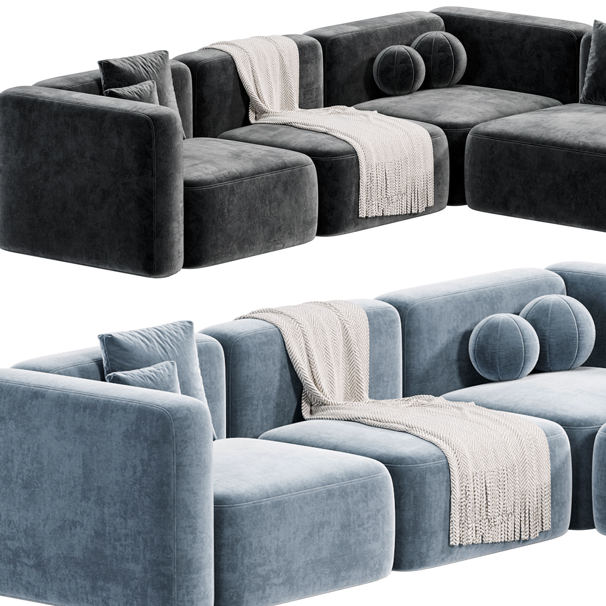 BASECAMP CHAISELOUNGE left Modular Sofa Low-poly 3D model_4