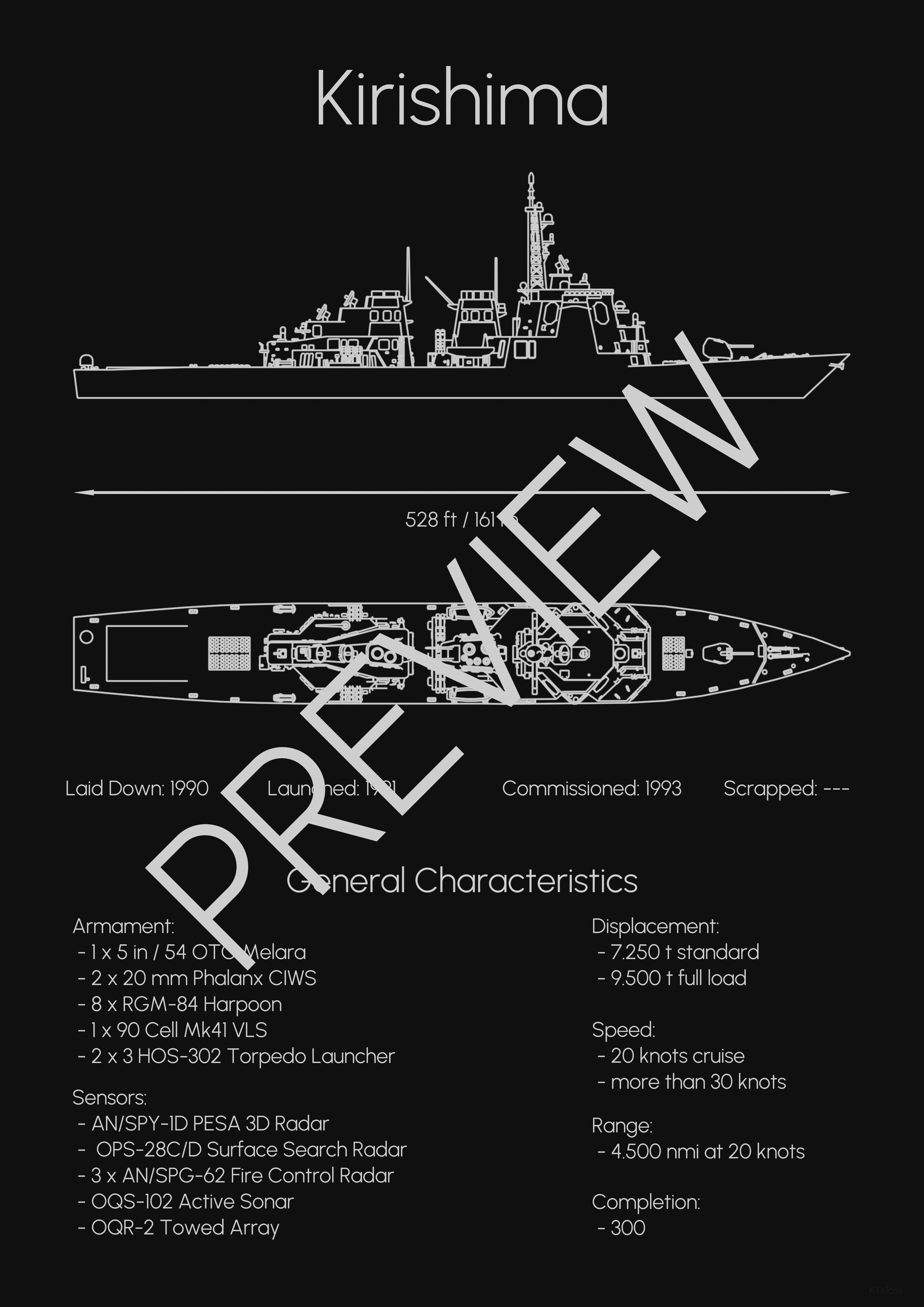 JS Kirishima - Model for small scale printing 3D print model_1