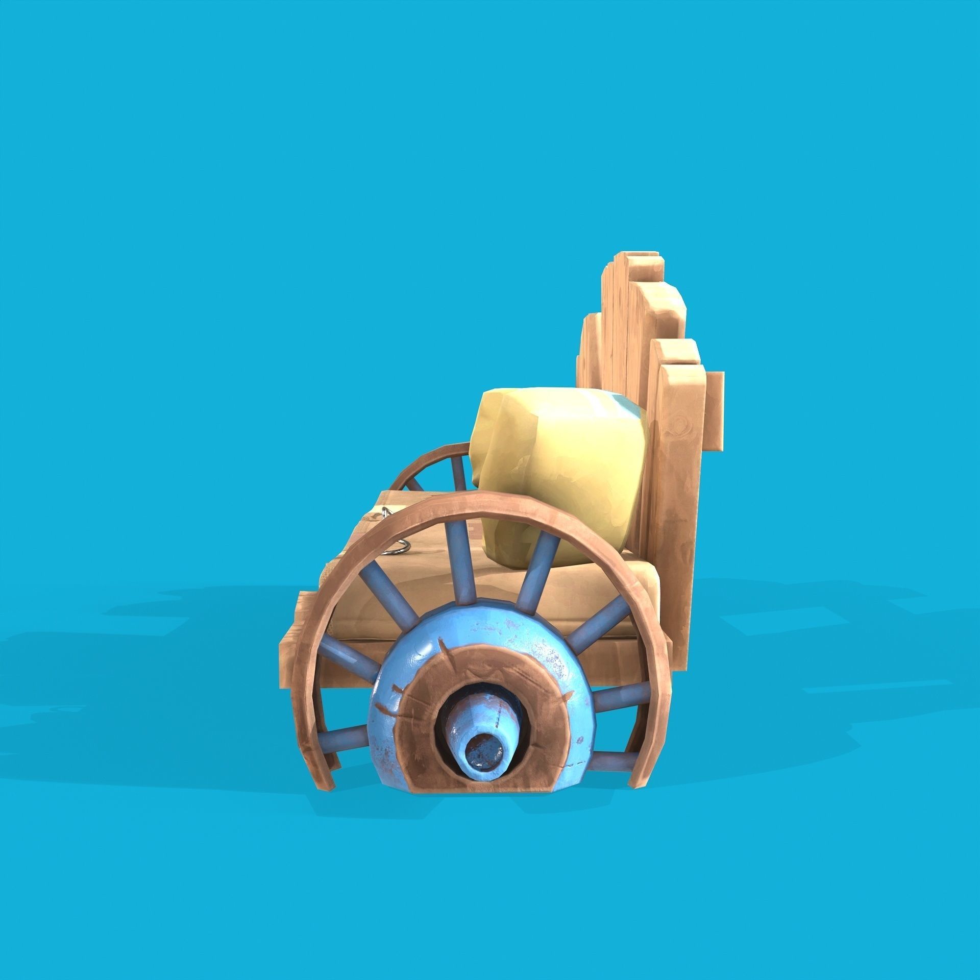 Wood Bench Low-poly 3D model_2