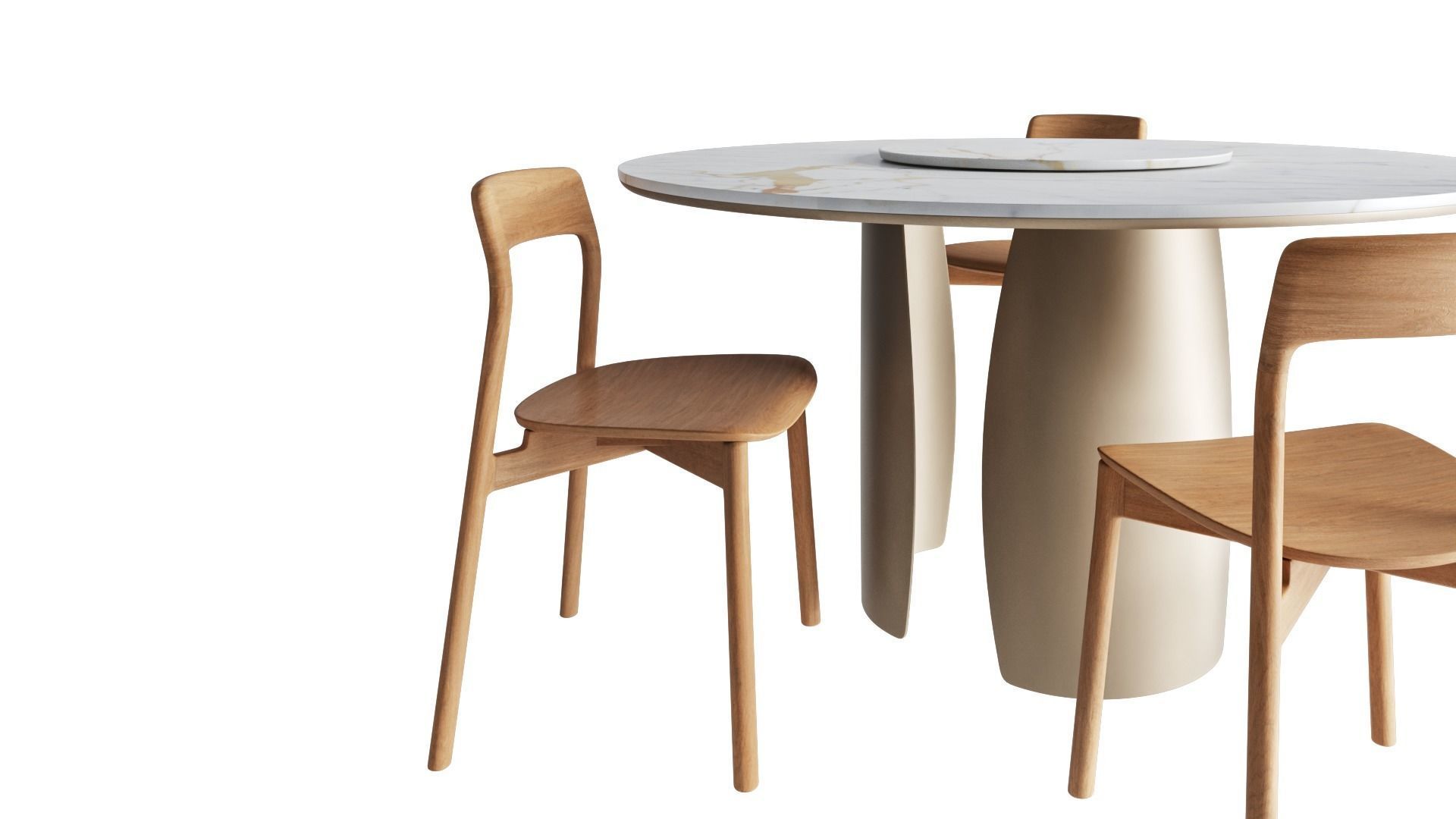 Pierre round dining table and Korento side chair  3D model_3