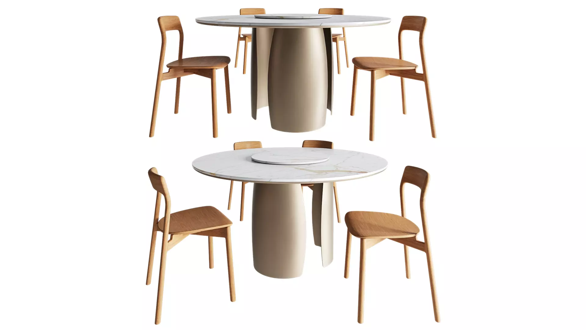 Pierre round dining table and Korento side chair  3D model_0