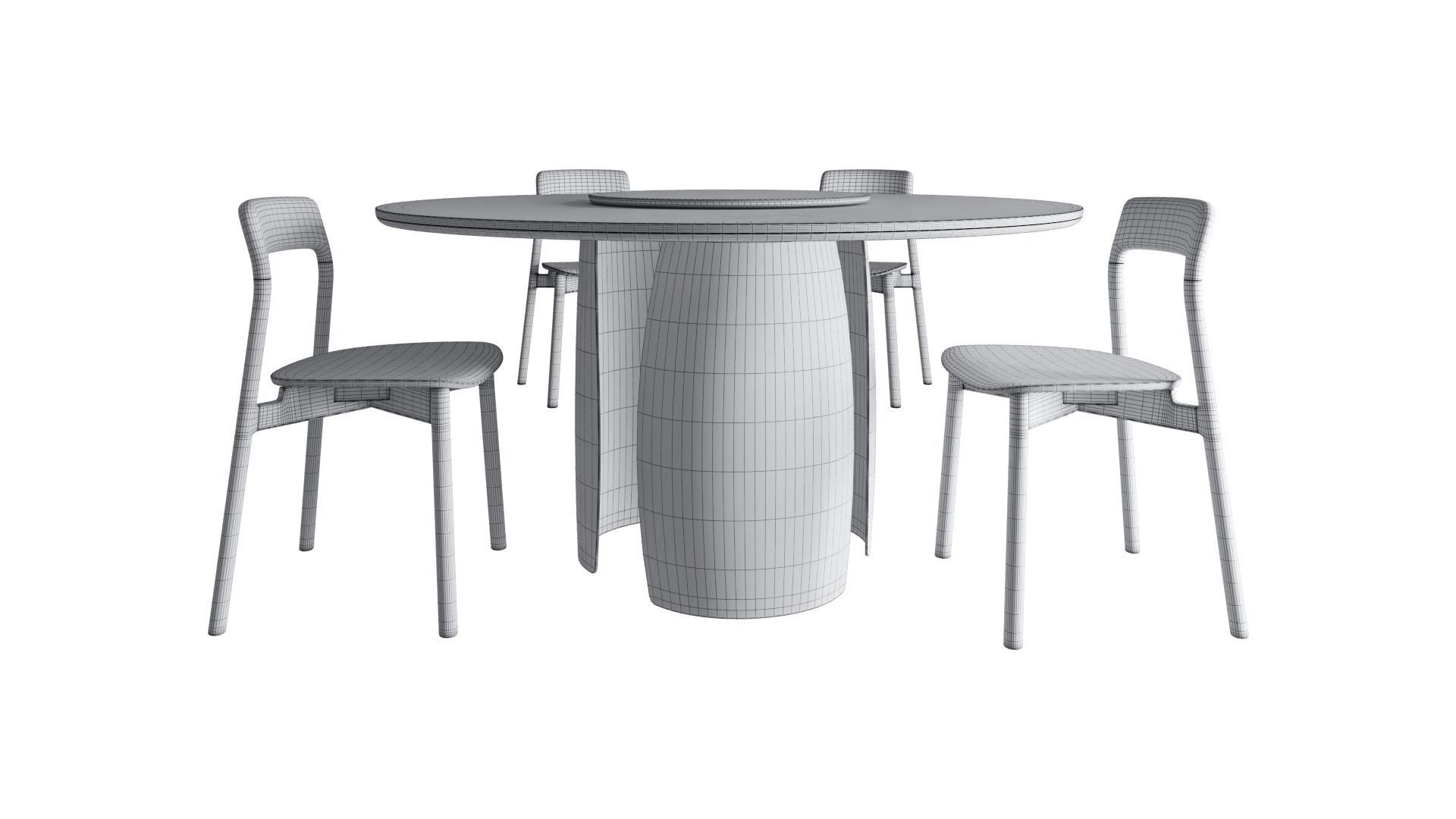 Pierre round dining table and Korento side chair  3D model_5