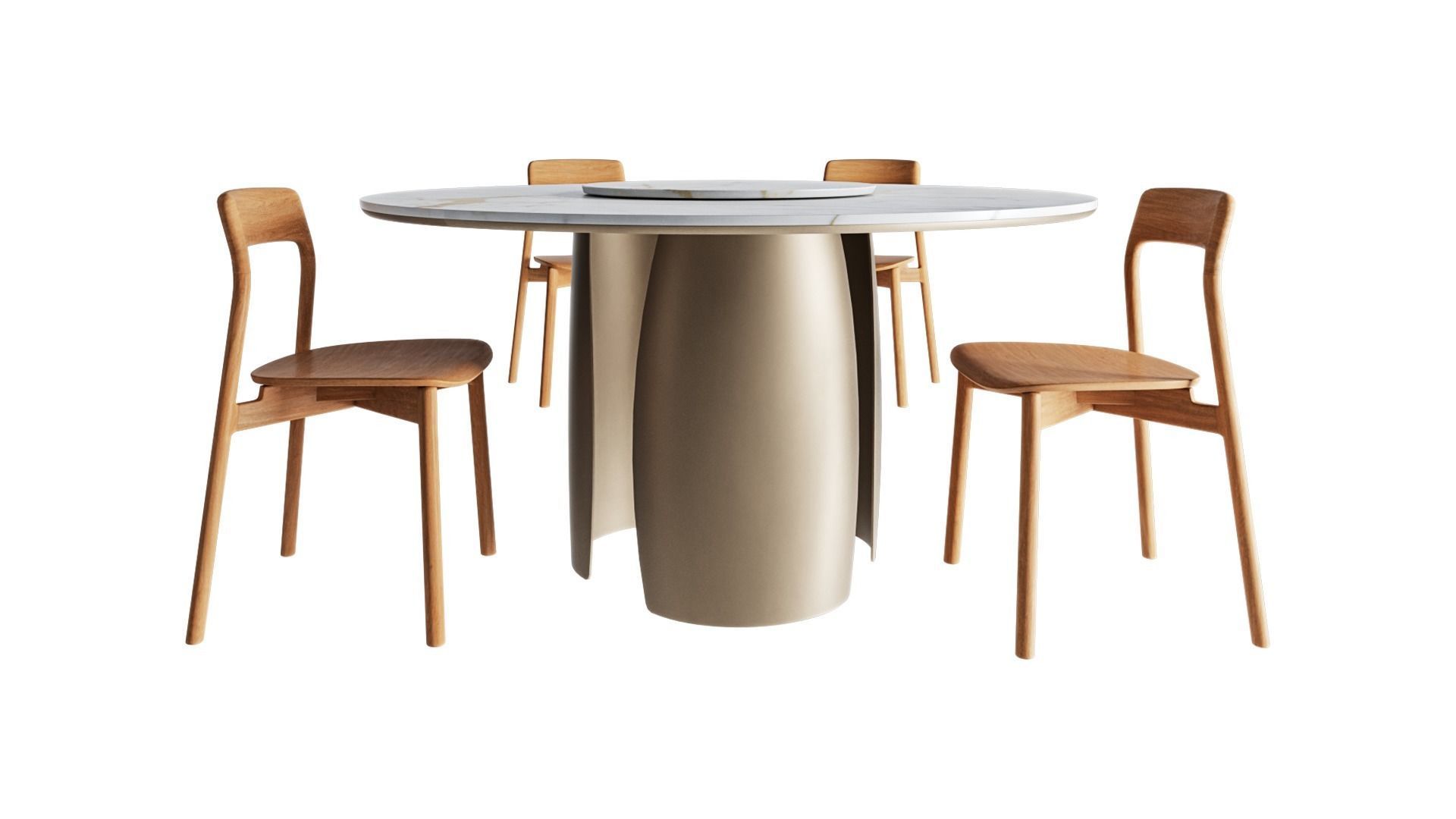 Pierre round dining table and Korento side chair  3D model_1