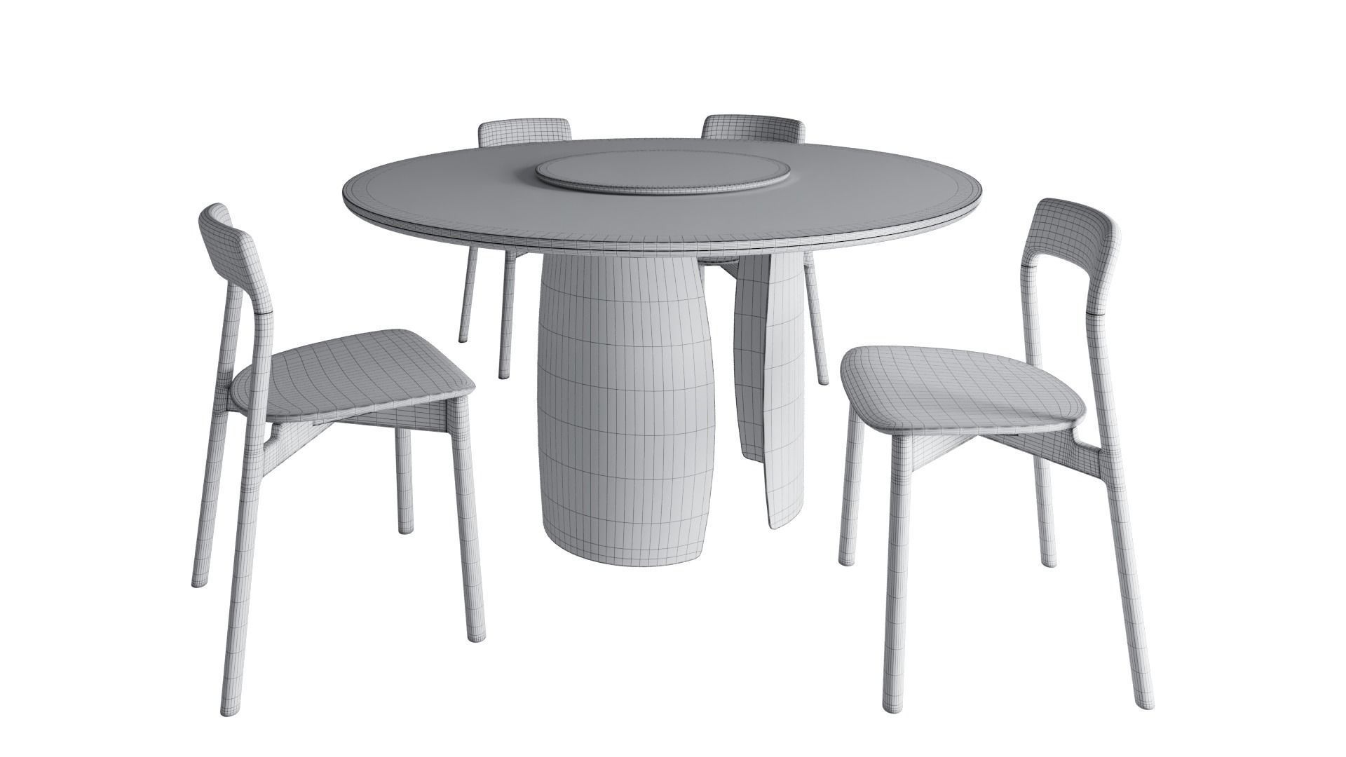 Pierre round dining table and Korento side chair  3D model_6