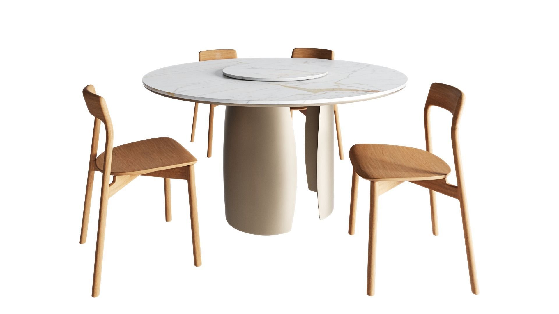 Pierre round dining table and Korento side chair  3D model_2