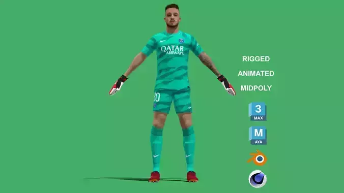 3D Rigged Arnau Tenas PSG 2024 3D model