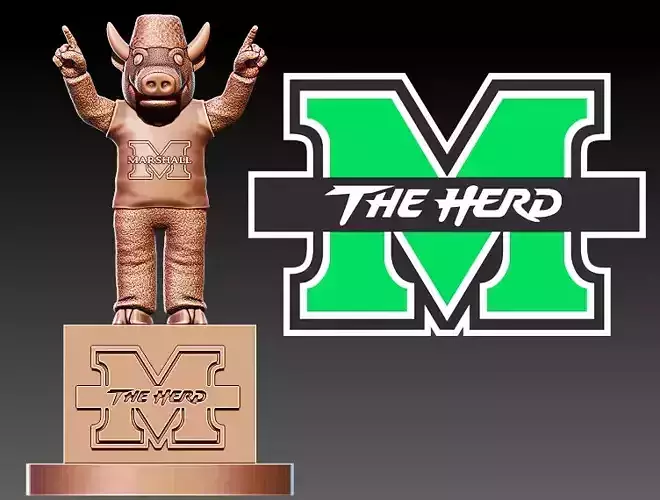 MARSHALL THUNDERING HERD FOOTBALL MASCOT STATUE 