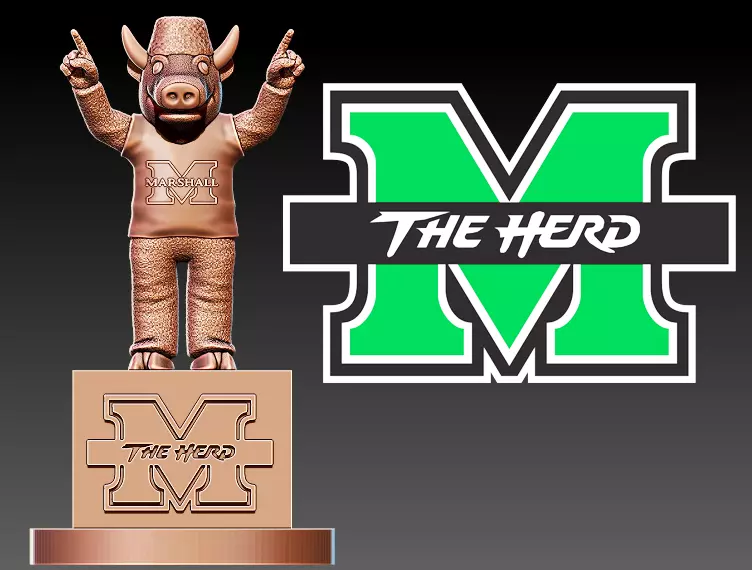 MARSHALL THUNDERING HERD FOOTBALL MASCOT STATUE 3D print model_0