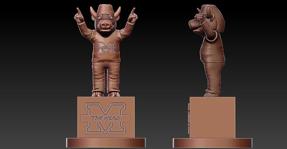 MARSHALL THUNDERING HERD FOOTBALL MASCOT STATUE 3D print model_1