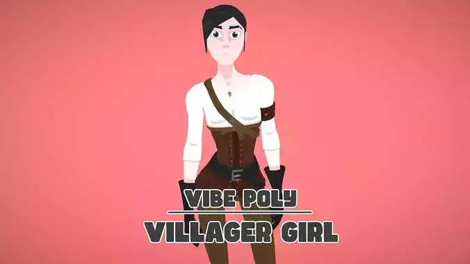 Vibe Poly - Villager Girl - Rigged Low-poly 3D model