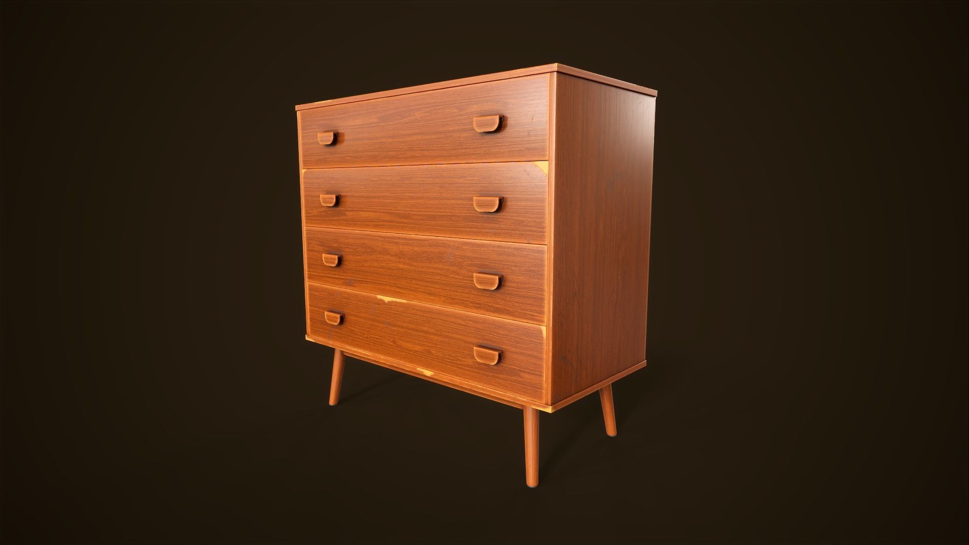 Retro furniture set Low-poly 3D model_14