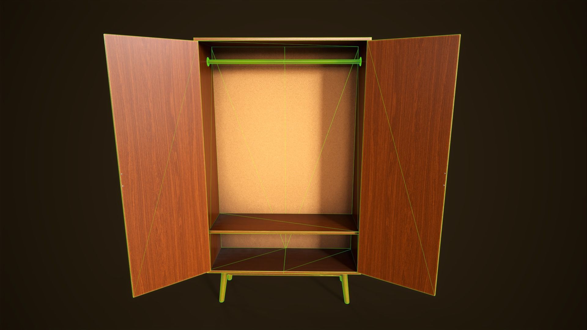 Retro furniture set Low-poly 3D model_35