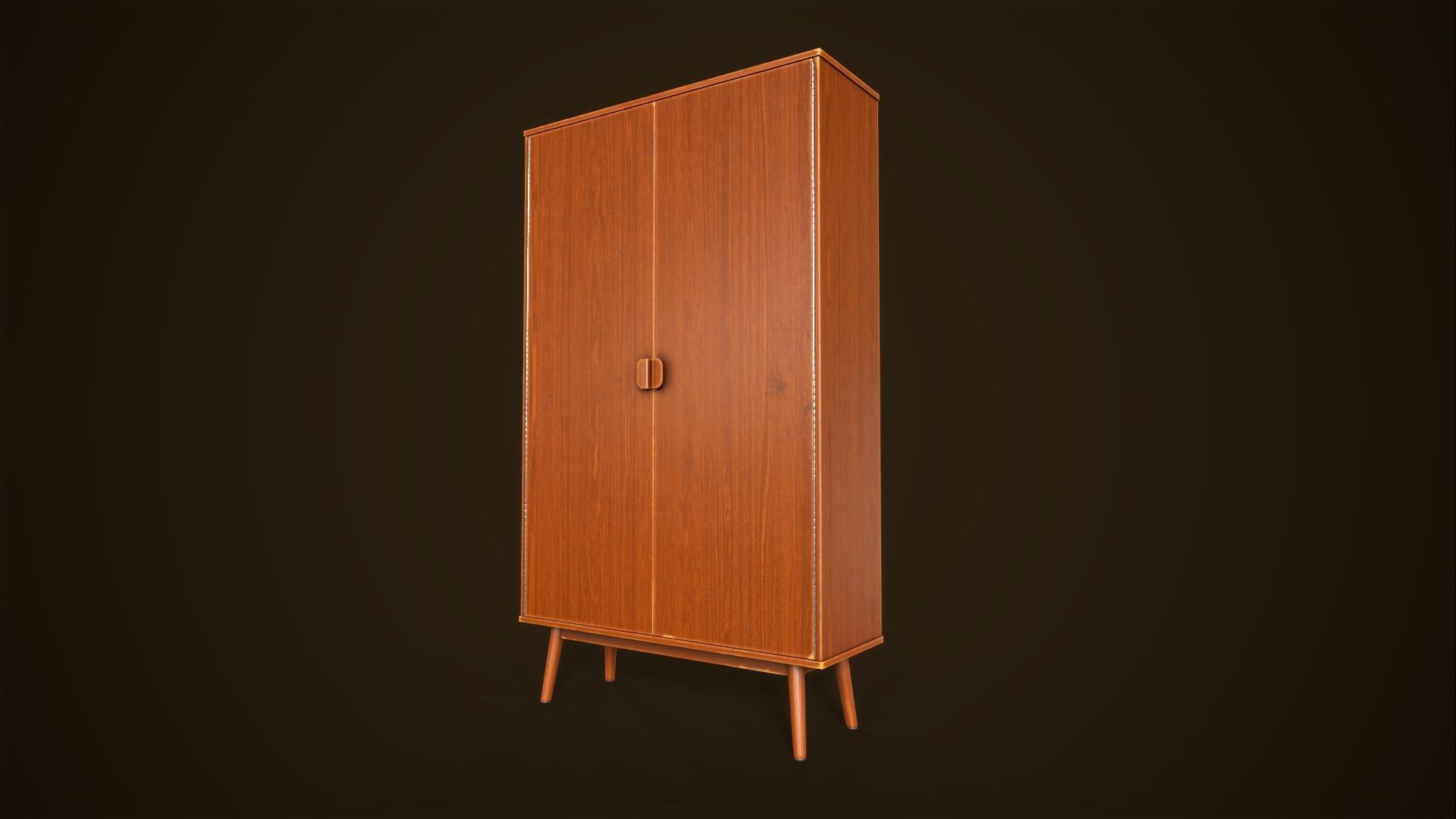 Retro furniture set Low-poly 3D model_28
