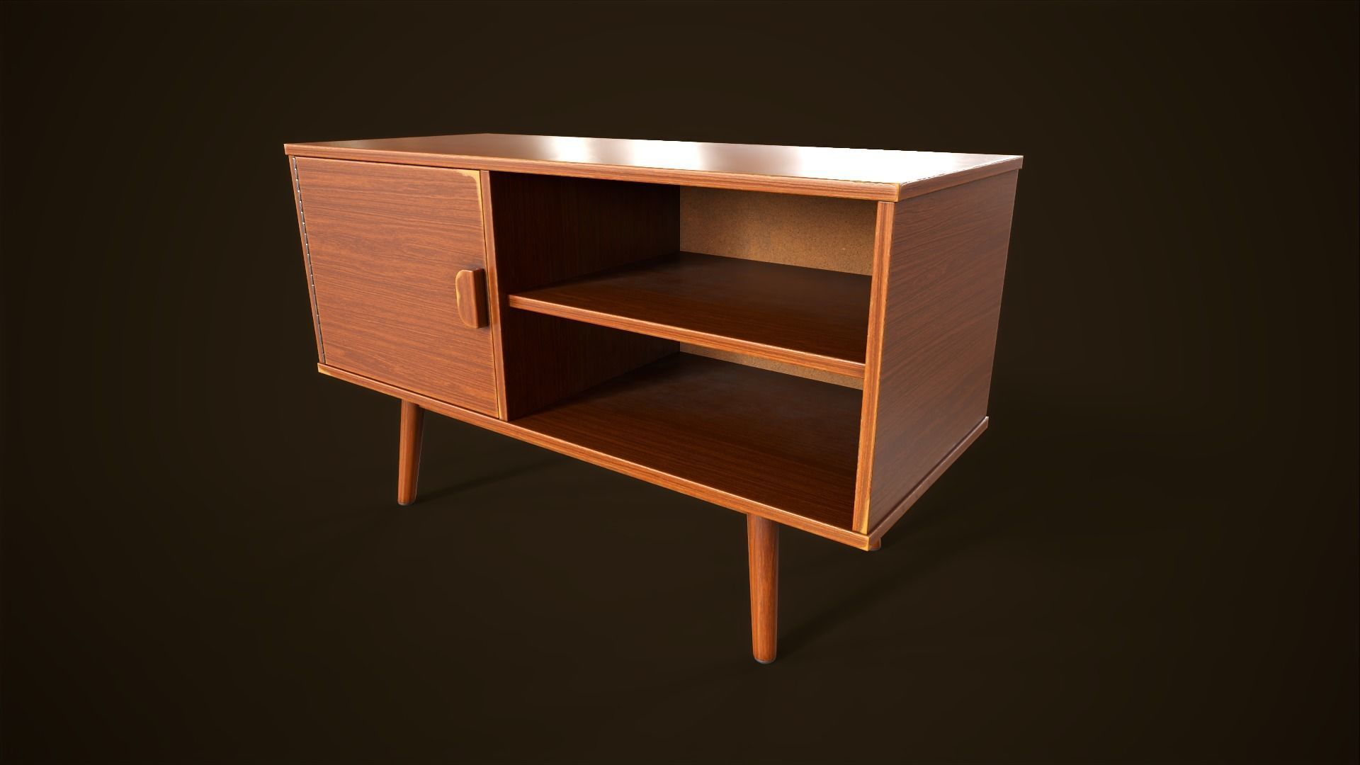 Retro furniture set Low-poly 3D model_20
