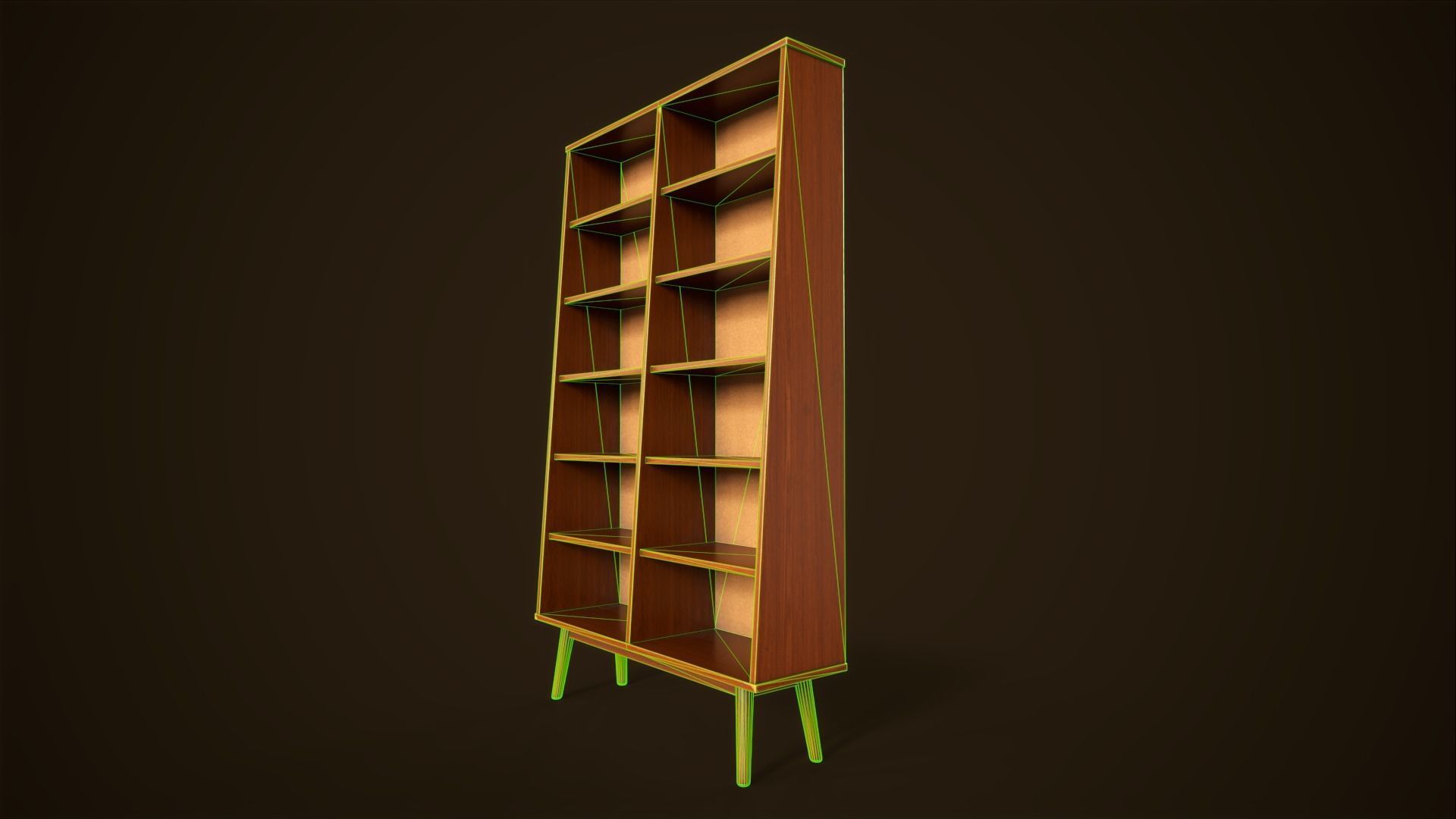 Retro furniture set Low-poly 3D model_32