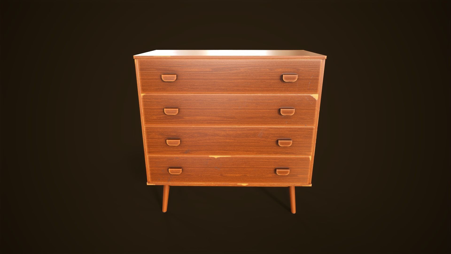 Retro furniture set Low-poly 3D model_13
