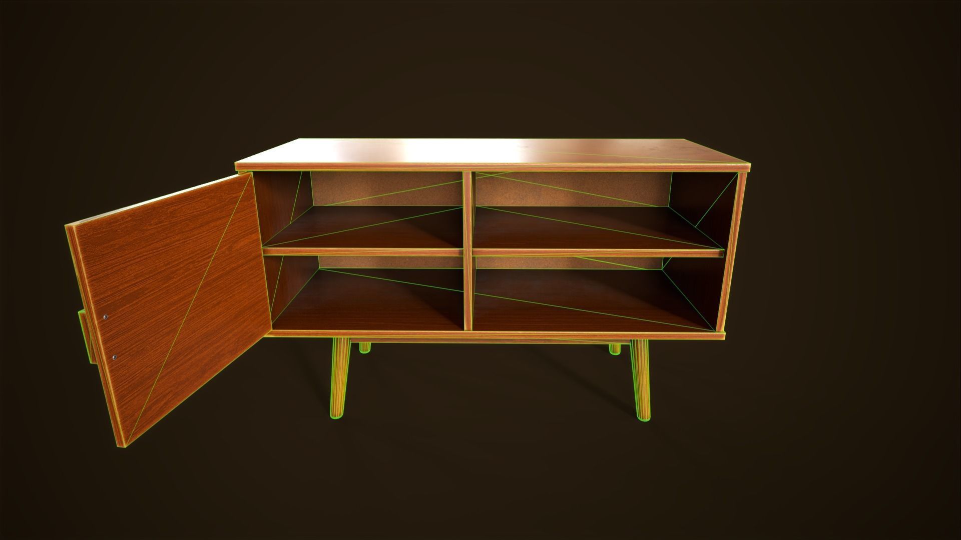 Retro furniture set Low-poly 3D model_30