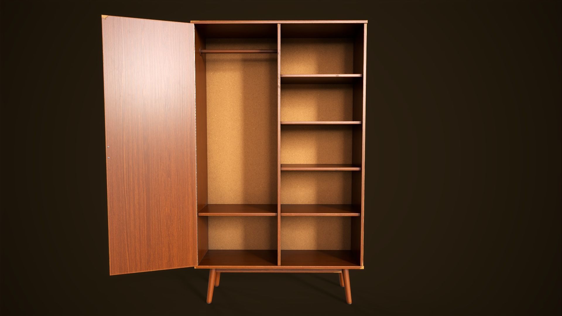 Retro furniture set Low-poly 3D model_10