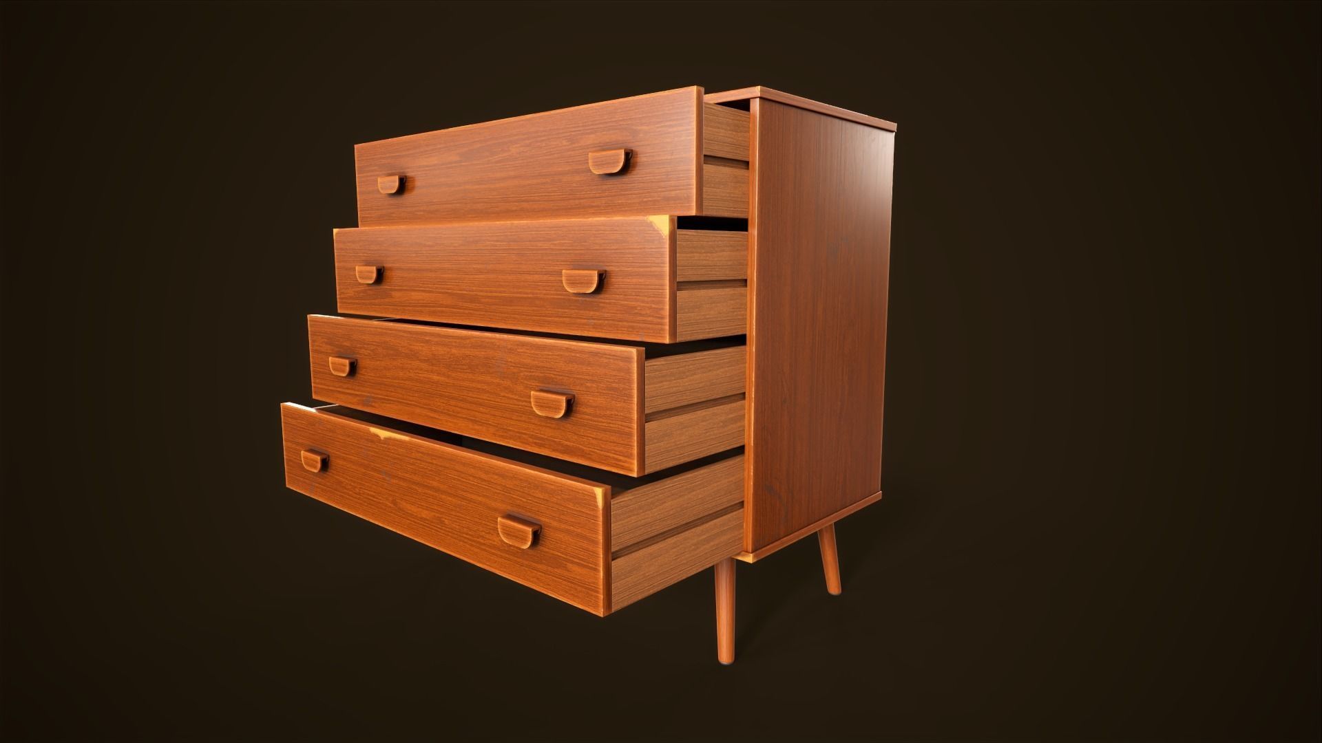 Retro furniture set Low-poly 3D model_15