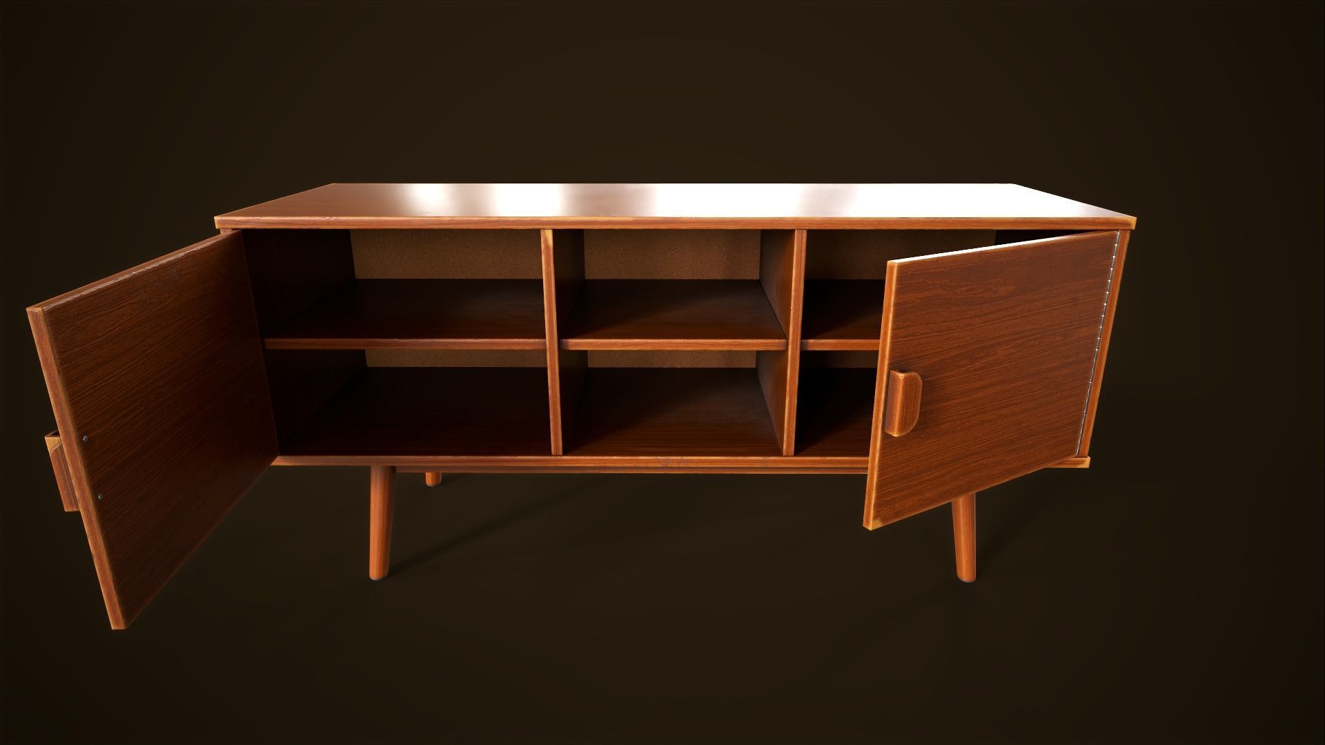 Retro furniture set Low-poly 3D model_23