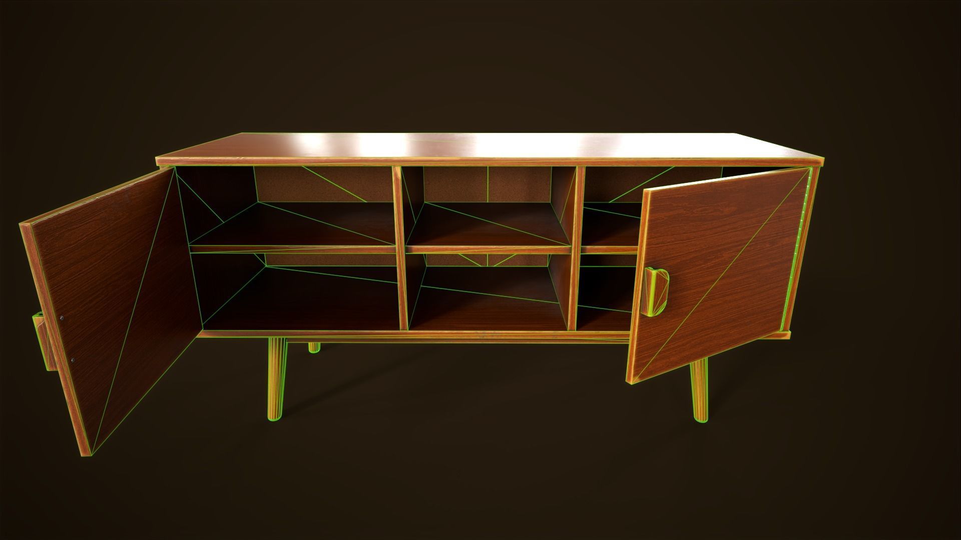 Retro furniture set Low-poly 3D model_34