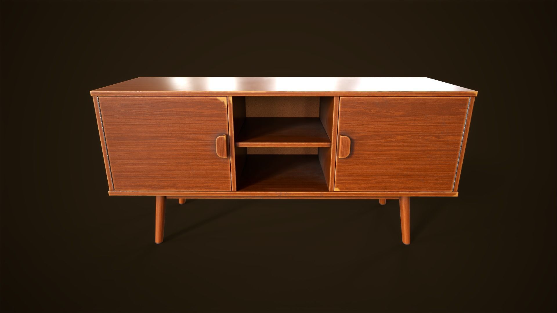 Retro furniture set Low-poly 3D model_22