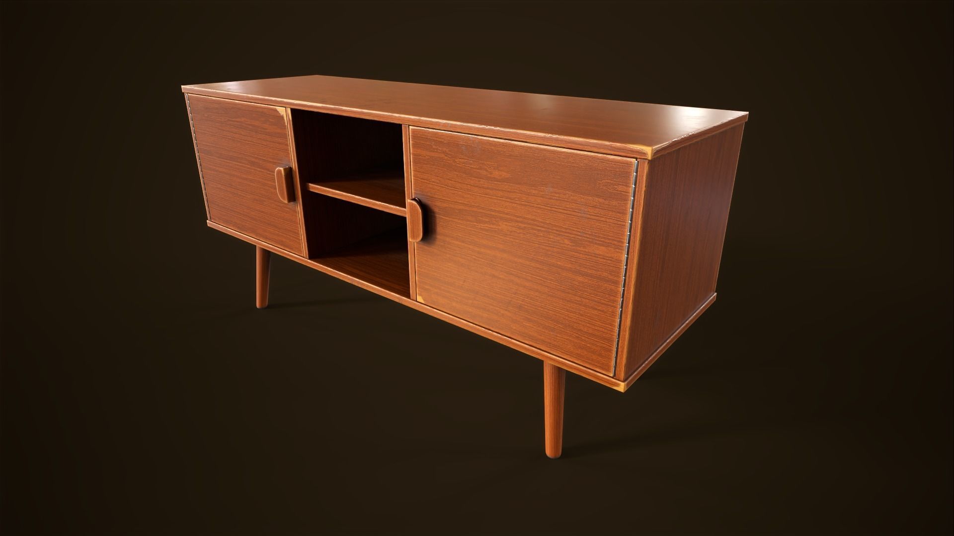 Retro furniture set Low-poly 3D model_24