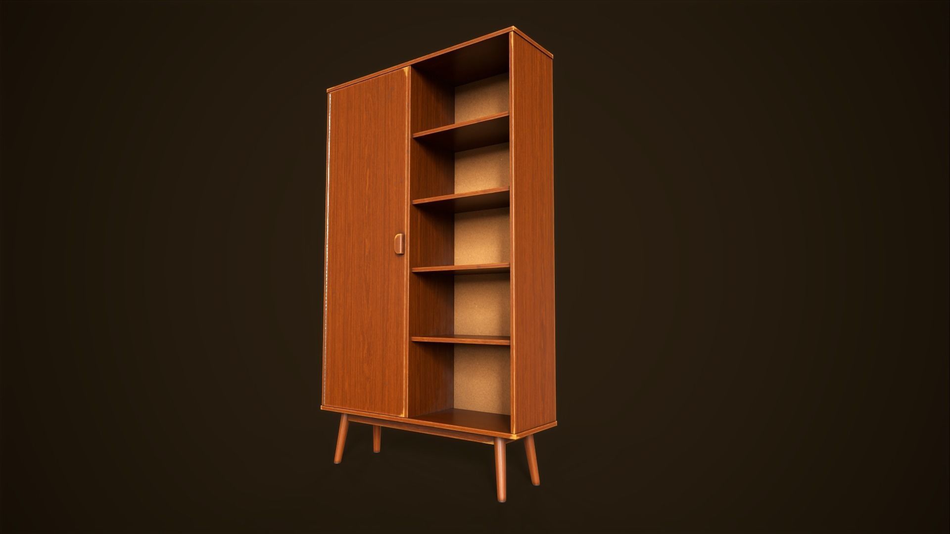Retro furniture set Low-poly 3D model_11