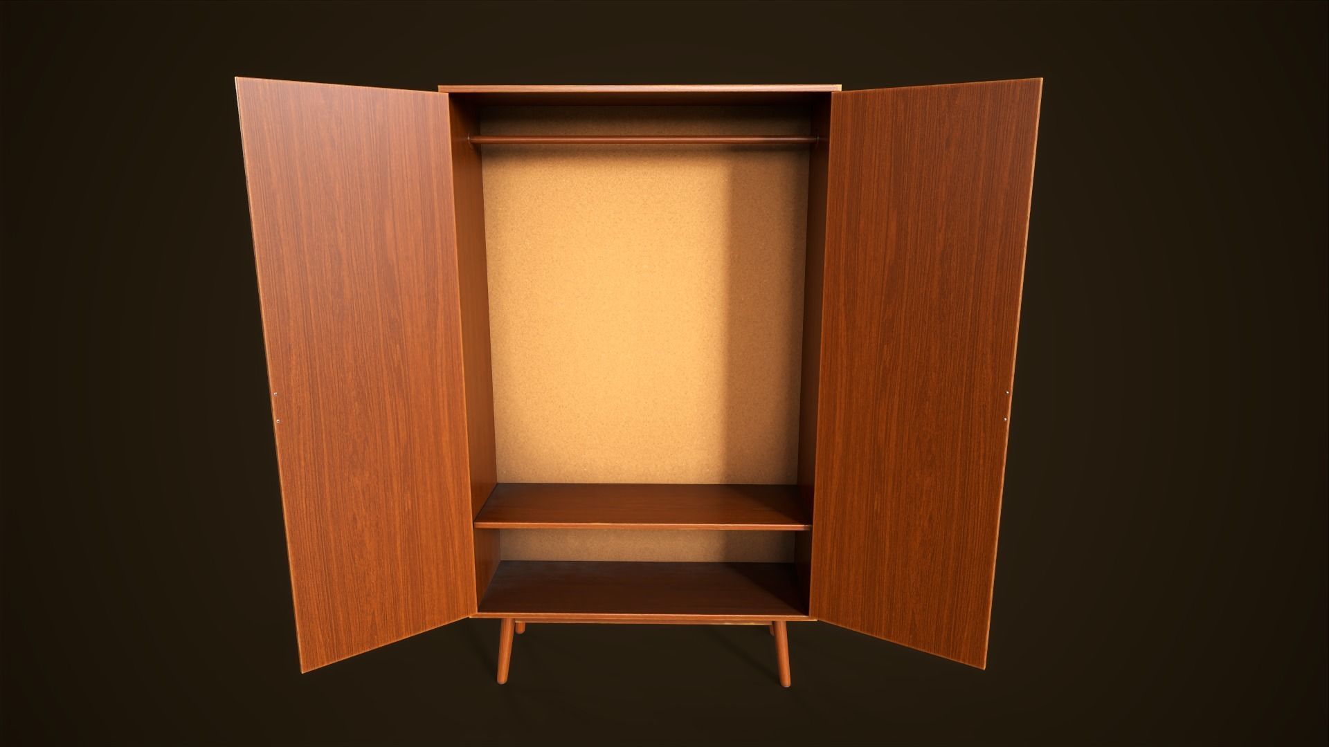 Retro furniture set Low-poly 3D model_27