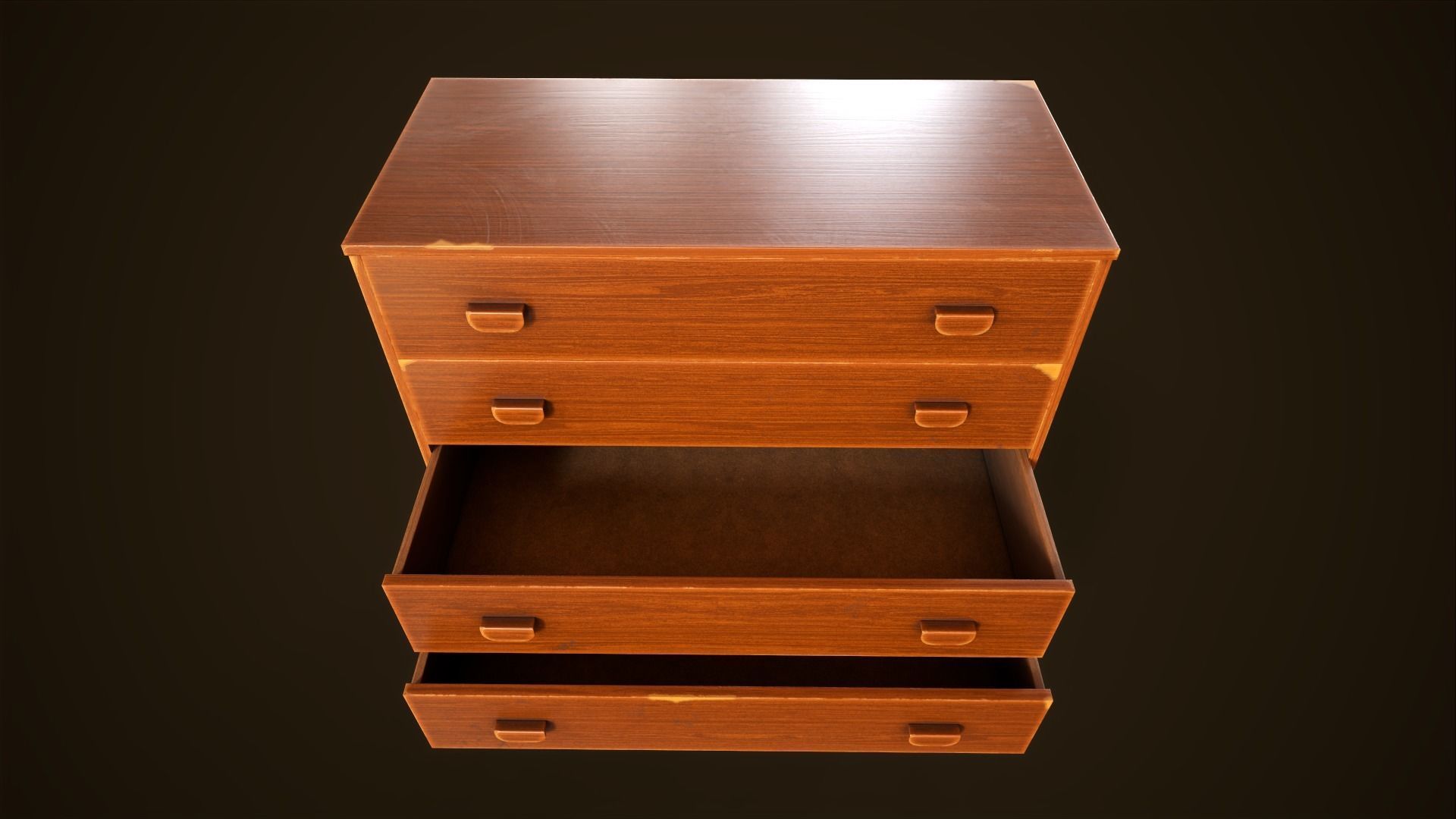 Retro furniture set Low-poly 3D model_16