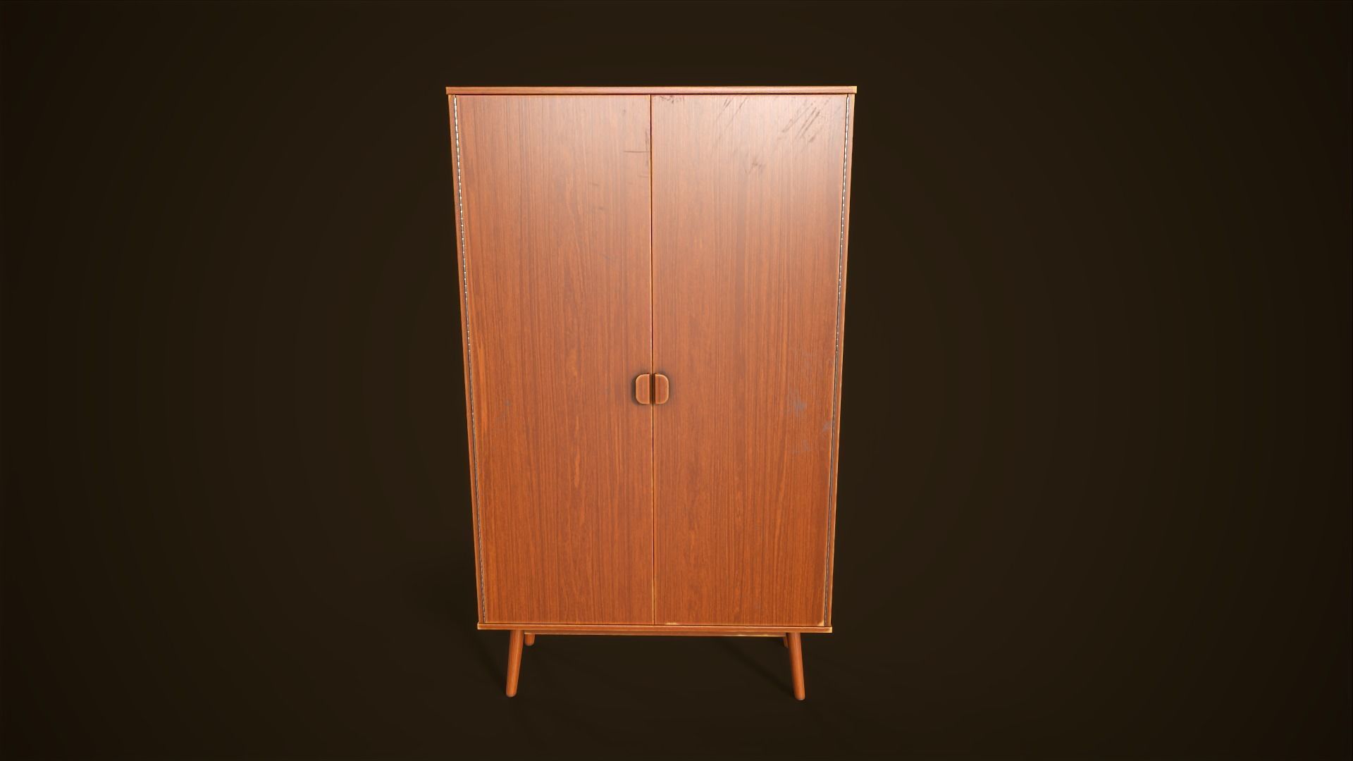 Retro furniture set Low-poly 3D model_26